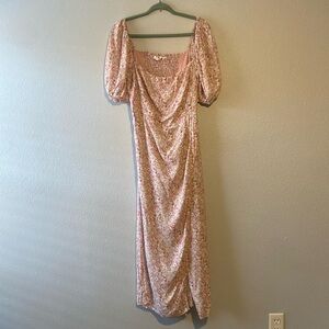 ASTR the Label, Floral front slit milkmaid midi dress.